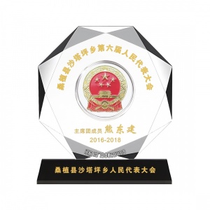 金银币镶嵌砖石水晶定制光荣退休纪念品企业年会上市周年员工摆件