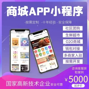 商城APP开发定制海外商城购物同城跑腿生鲜配送小程序软件制作